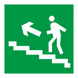 Наклейка E-16 «Направление к эвакуационному выходу (по лестнице вверх)»